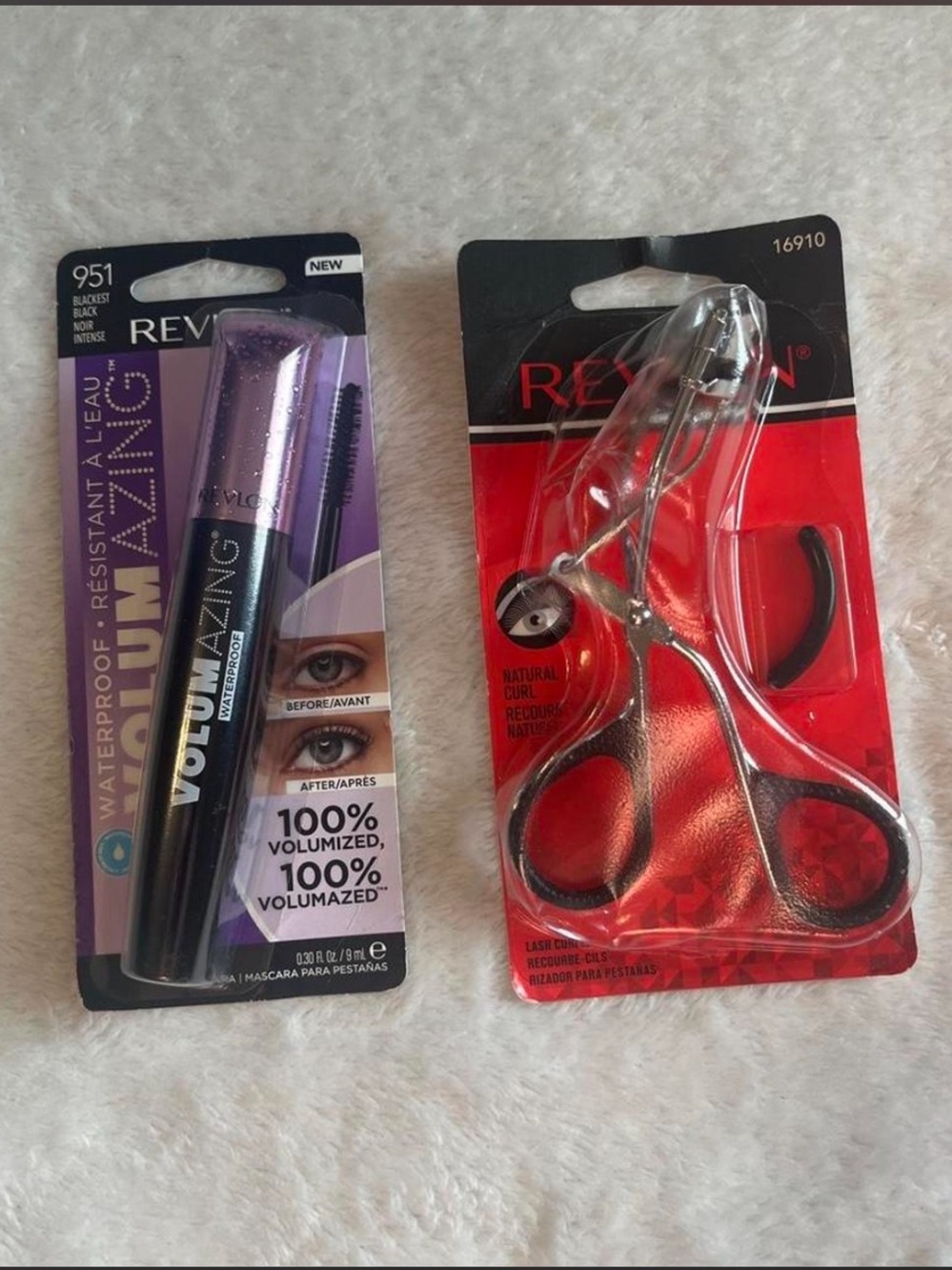 NWT Set of Revlon Volumazing Waterproof Mascara & Eyelash Curler Blackest Black